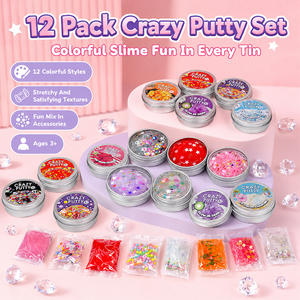 Crystal Clear <b>Slime</b> Putty <b>Toy</b> Glitter Galaxy Sensory Fidget Stress Relief Wholesale Party Favor Factory Tin Set - Product Image 3