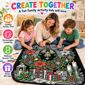 Custom Pattern Christmas DIY Coloring Throw Blanket Double Layer <b>Flannel</b> Fleece Home Decor Winter Family Activity Kids Gift - Product Image 2