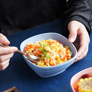 Bol à salade en paille de blé sans BPA, bol de service carré en PP, vaisselle écologique pour la maison - Product Image 4
