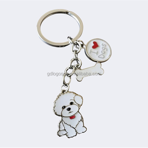 Karikatür hayvan Bichon Frise anahtarlık Metal emaye anahtarlık benzersiz köpek tasarım - Product Image 1