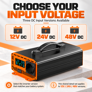 Convertisseur d'énergie HOULI DC vers AC à onde sinusoïdale pure, entrée 12V 24V 48V, sortie 110V 220V, 1600W de puissance de crête pour alimentation hors réseau - Product Image 3