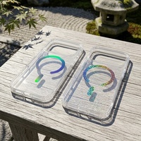 Coque de téléphone magnétique transparente en silicone scintillant pour 18 Pro Max et 17 Pro - Motif étoile coloré - Housse de protection