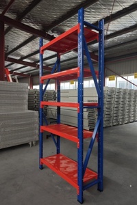 Étagères de stockage de palettes métalliques réglables robustes pour entrepôt, rayonnages industriels à 5 niveaux, montage mural, revêtement en poudre époxy - Product Image 2