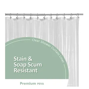 Customized Barossa Design Premium hotel Plastic Shower Curtain Liner clear PEVA Shower Curtains for Bathroom