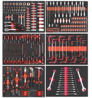 Boîte à outils robuste en acier rouge à sept tiroirs verrouillables, 258 pièces, avec porte latérale, personnalisable pour atelier de réparation automobile OEM/OBM