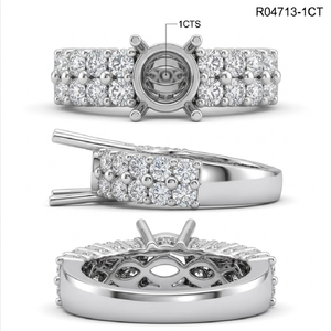 Anillo de Oro Blanco Sólido de 18K Glamuroso con Doble Hilera de Diamantes Naturales Pavé, Banda Ancha, Venta al por Mayor Directa de Fábrica China - Product Image 5
