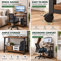Rak CPU Ergonomis Hemat-Ruang Berbahan Logam E1 yang Tahan Lama, Rak Penyimpanan, Baki Keyboard, Workstation Laptop PC untuk Rumah dan Kantor