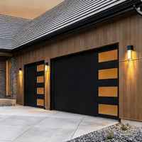 Portes de garage en acier au design moderne personnalisé, portes de garage sectionnelles résidentielles automatiques en aluminium avec verre givré