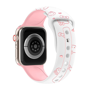 สายนาฬิกาซิลิโคนลายการ์ตูน KT Cat พร้อมโบว์  แบบนูนลาย  สายรัดข้อมือยาง สำหรับ Apple ultra 49 46 45 42 40 มม. Series น่ารัก - Product Image 6