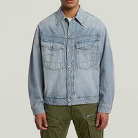 Veste en jean bleu clair de haute qualité sur mesure OEM, veste en jean rétro pour hommes