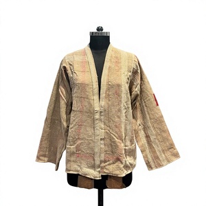 Handcrafted Ladies Kantha Crop <b>Short</b> Quilted <b>Jacket</b> with Boho Patchwork Design Breathable 100% Cotton Shawl Collar - Product Image 2