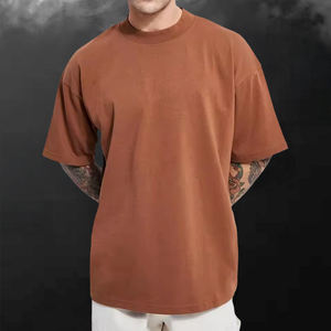 Fabricant en gros de T-shirts en coton tricoté 100% lourd, coupe oversize à épaules tombantes, style streetwear de luxe, vierges pour impression personnalisée - Product Image 1