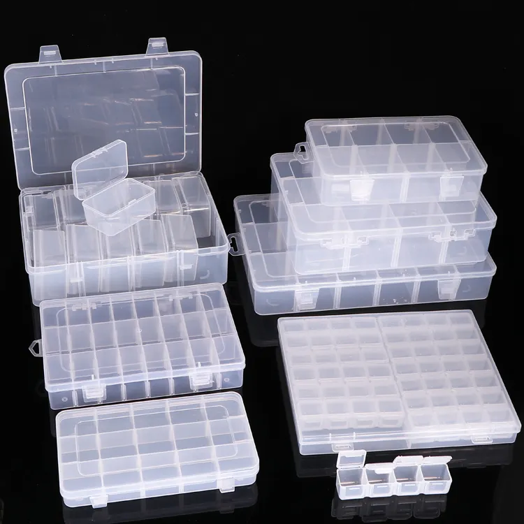 SUNSHING Plastic Plastic Sectioned Box Compartment Parts Storage Box Plastic Storage Box With Dividers Jewelry Earrings Storage