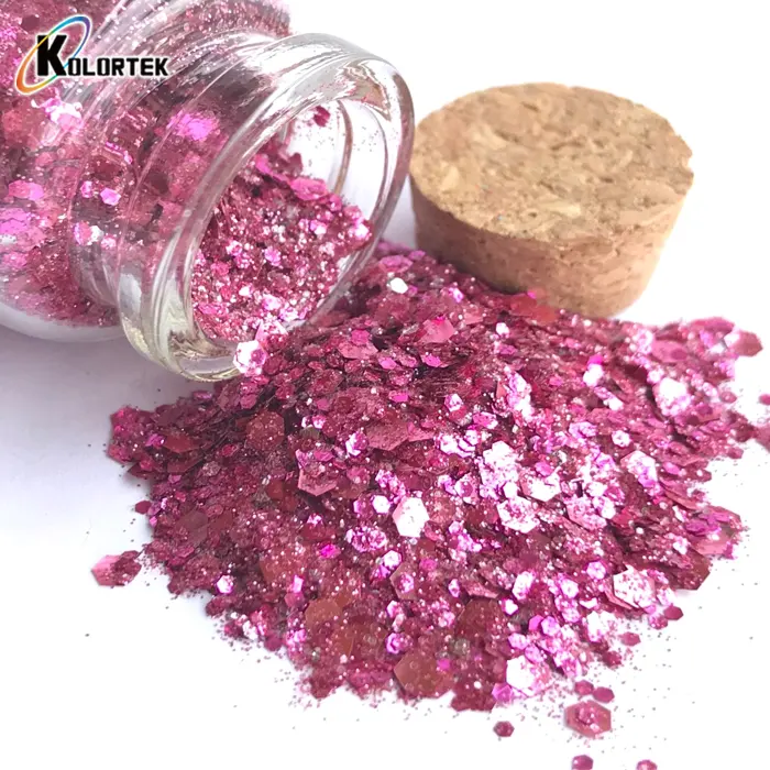 Kolortek Decorative Flakes Mixed Glitter Clay Epoxy Resin Hexagonal Glitter Chunky Glitter