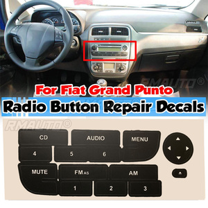 Nouvel autocollant de réparation pour boutons de radio de voiture Fiat Grand Punto, autocollants de réparation pour boutons usés et décollés de la radio stéréo, noir - Product Image 1