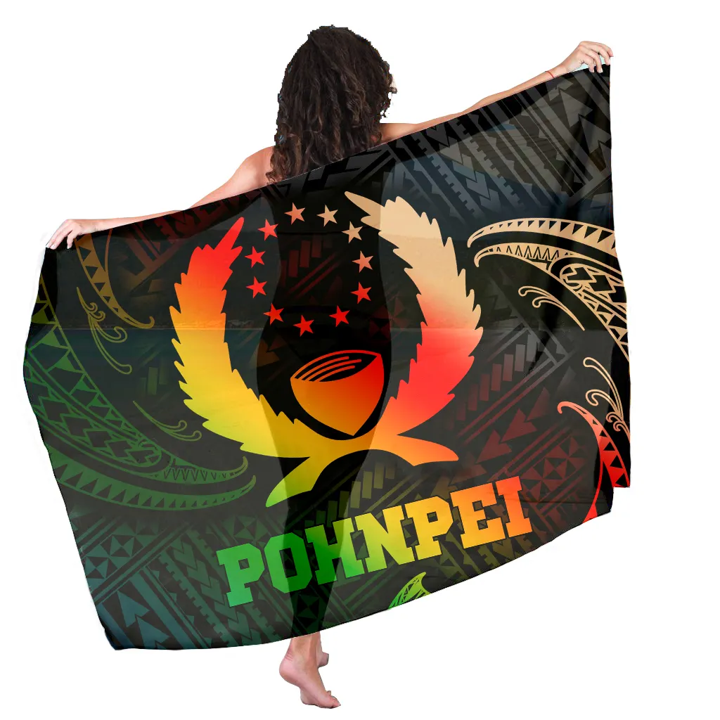 Hawaii Pohnpei Sarong Customized Printed Sarongs Summer Cover up Beach Sarong Pareo Bikini Swimsuit Wrap Swimwear Womens