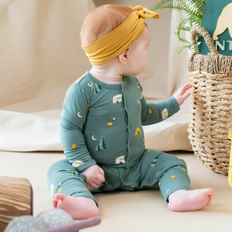 Benutzer definierte Bio-Bambus Digitaldruck Natürliche Bambus Neugeborene Footie Kleidung Set Baby Onesies Stram pler Baby Pyjama