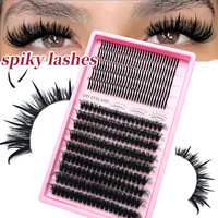 Faux cils DIY en grappe, style féerique à talon pointu, avec picots améliorés, pour cils en plastique noir 100D/80D
