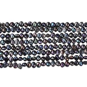 Perlas Naturales de Agua Dulce de 5-6 mm, Accesorios para Manualidades, Cuentas de Dos Caras con Orificio Lateral Ligero, Barrocas Negras para Diseño de Iluminación - Product Image 5