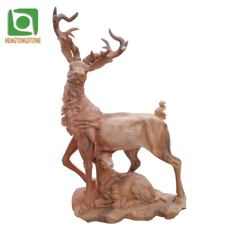 आउटडोर सजावटी संगमरमर हिरण मूर्तिकला संगमरमर जानवर मूर्ति