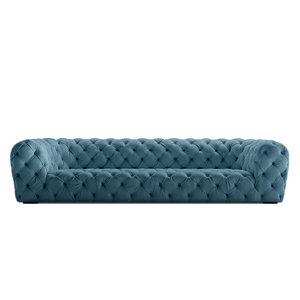 Ensemble de salon de style classique de luxe, <span class=keywords><strong>canapé</strong></span> Chesterfield <span class=keywords><strong>en</strong></span> cuir bleu moderne italien, trois places - Product Image 1