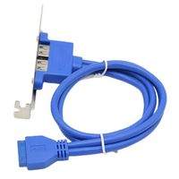 Câble d'extension USB 3.0 femelle pour montage sur panneau vers carte mère 20 broches avec support et gaine en PVC pour haut-parleurs et moniteurs