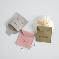 Pochette à bijoux en microfibre personnalisée avec logo 8x8cm, enveloppe à rabat, sac de rangement pour bijoux, sac d'emballage cadeau