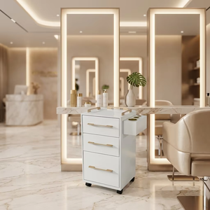 Nouveau Chariot de Salon en Bois Massif 2026 avec Rangement à 3 Niveaux, Chariot à Outils de Coiffure Moderne, Roues Universelles Silencieuses - Product Image 6