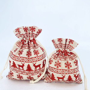 Bolsa de Regalo Navideña Personalizada de Lino con Polvo Dorado, Bolsa para Dulces, Ideal para Navidad y Fiestas - Product Image 3