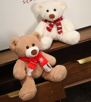 Adorable Ours en Peluche Marron de Noël pour Enfants et Adolescents, Grande Écharpe Douce, Poupée en Peluche pour Décoration Intérieure