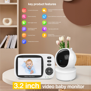 Usine nouveau moniteur bébé 355 degrés 3.2 pouces écran vision nocturne modèle ECO bidirectionnel alarme de température bébé moniteur vidéo caméra - Product Image 2