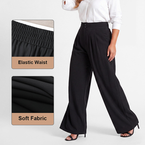 <span class=keywords><strong>Pantalones</strong></span> de Traje de Pierna Ancha para Mujer, <span class=keywords><strong>Tallas</strong></span> Grandes, Cintura Alta con Elasticidad, Botones Dobles, Tiempo de Entrega de 15 Días, Fabricación Personalizada - Product Image 5