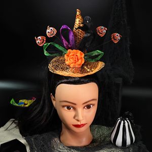 <span class=keywords><strong>Mini</strong></span> bandeau de sorcière pour Halloween, orange et noir, accessoires de costume pour fête - Product Image 2