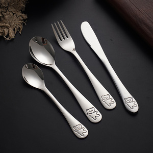 Cross-border 304 Stainless Steel Cartoon Bear Knife, Fork and Spoon <b>Set</b>, Creative Four-Piece <b>Set</b> for <b>Children</b>, Kindergarten and - Product Image 3