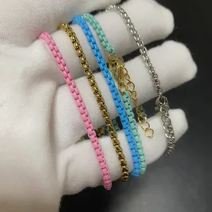 Bracciale a catena regolabile in oro placcato oro argento colorato scatola personalizzata a buon mercato