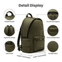 Sac à dos emblématique de fabricant, chef-d'œuvre personnalisé, vert olive, doublure en nylon, fermeture éclair, port USB, pour les trajets urbains et l'usage quotidien