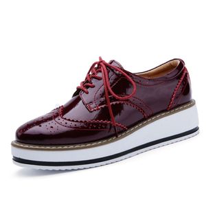 Zapatos con cordones de cuero de vaca de alta calidad para <span class=keywords><strong>mujer</strong></span>, zapatos de vestir a la moda con plataforma y zapatos Oxford para <span class=keywords><strong>mujer</strong></span>, nuevos estilos - Product Image 3