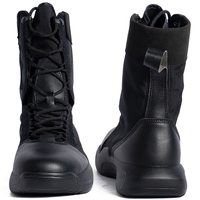 Bottes de travail tactiques légères avec fermeture éclair et lacets, doublure en maille respirante, résistantes aux chocs, antidérapantes, mi-mollet