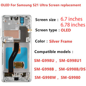Écran OLED pour <span class=keywords><strong>Samsung</strong></span> Galaxy <span class=keywords><strong>S21</strong></span> Ultra 5G, remplacement d'écran LCD, écran tactile, assemblage d'affichage avec cadre, kits d'outils G998U G998B/DS - Product Image 3