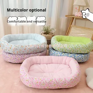 Cuccia per Animali Domestici con Motivo Floreale per Gatti e Cani, Tappetino Caldo per Tutte le Stagioni, Divano per Sonno Profondo per Cani Piccoli e Medi - Product Image 1