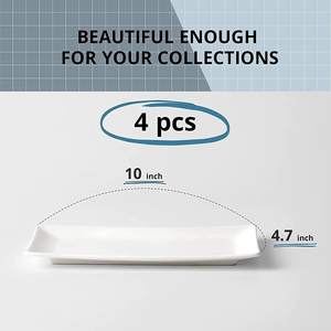 Plato de servir rectangular Blanco japonés, Juego de 4 platos de servir para pasteles de Sushi, postres, platos de cena de porcelana para <span class=keywords><strong>Restau</strong></span> de 25,4 cm - Product Image 4