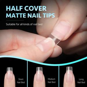 240 Uds FORMA DE <span class=keywords><strong>Ballet</strong></span> <span class=keywords><strong>media</strong></span> cubierta puntas de uñas de Gel suave 12 tamaños ataúd corto acrílico uñas postizas - Product Image 3