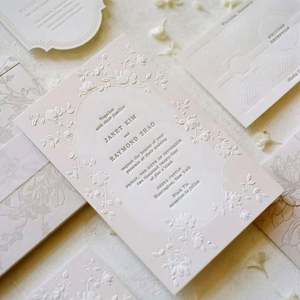 Tarjeta de Boda de Lujo Personalizada con Impresión Tipográfica, Invitaciones de Boda de Alta Gama, Tarjeta Postal con Texto en Relieve, Tarjeta de Menú - Product Image 5