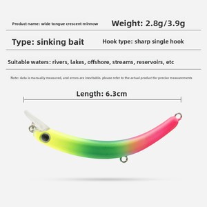 Hai-ähnlicher Köder Halbmond Sinkender <span class=keywords><strong>Minnow</strong></span> Jigging Kunstköder aus Kunststoff mit Haken für Süßwasserfische Angelzubehör Großhandel - Product Image 2