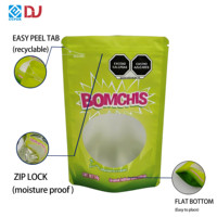 Bolsa al por mayor de grado alimenticio, verde brillante, con cierre de cremallera y ventana transparente redonda, para patatas fritas, caramelos, y almacenamiento de alimentos para mascotas.