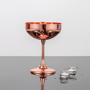 Verre à cocktail Martini en acier inoxydable 304, gobelet créatif unique avec placage cuivre-argent, design épi de blé pour flûte, 270 ml - Product Image 4