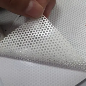 White Glue Perforated One Way Vision Print Media Vinyl Privacy Window Film