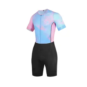 Custom High-End PRO Team 1 Piece Short Sleeve Cycling Wear Triathlon Suit Trisuit