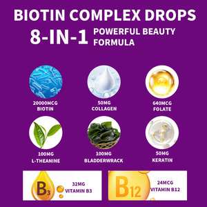 Suplemento de Belleza al por Mayor de Fábrica: Gotas Líquidas de Biotina Compleja con Vitamina B12 y Péptidos de Colágeno - Product Image 3