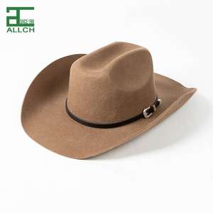 אלץ יוניסקס צמר חש כובע קאובוי עם חגורה אופנתית בגודל מותאם אישית עבור מסיבות ספורט הקיץ עבור מסיבות ספורט בקיץ בעונת החורף - Product Image 1